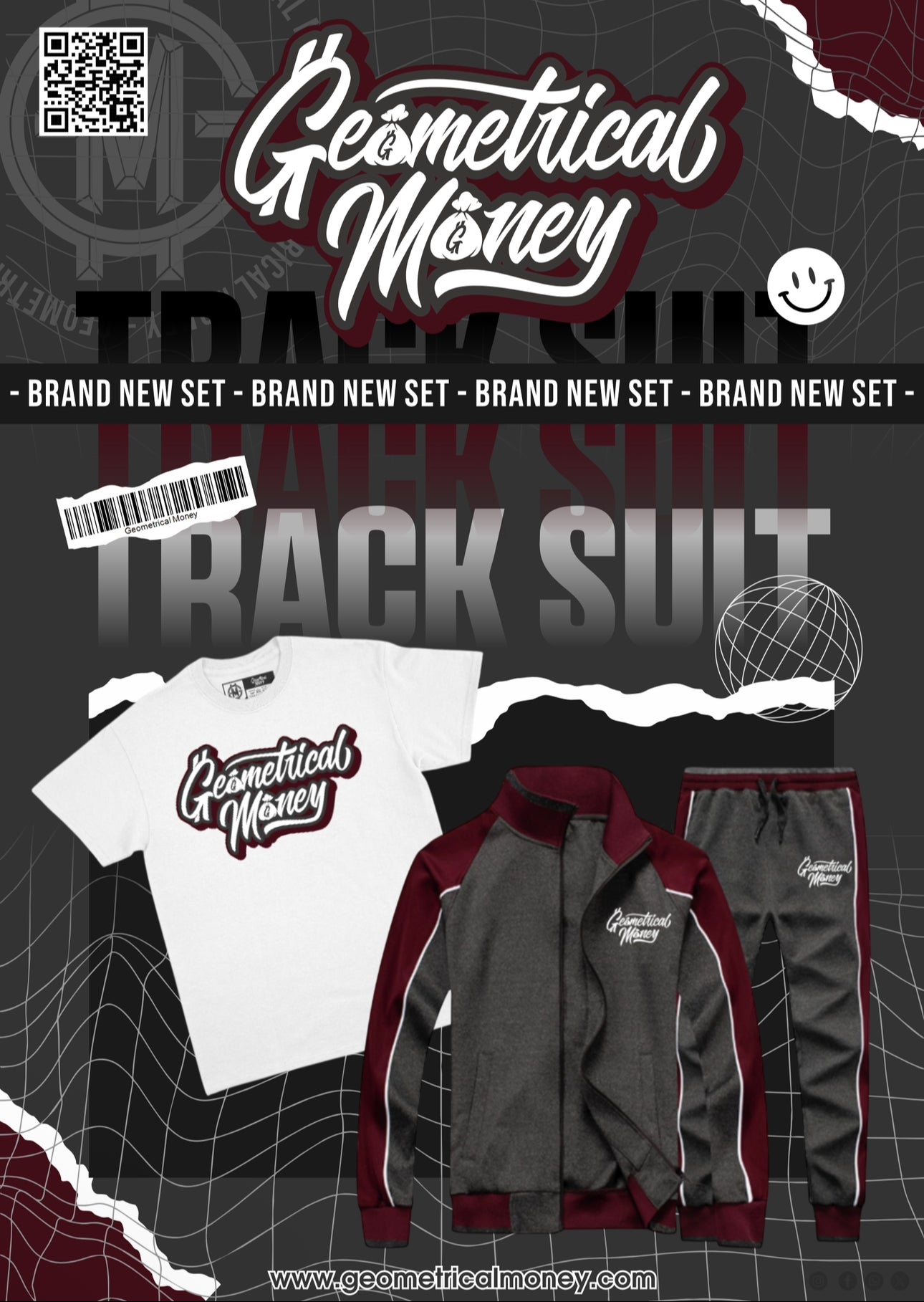 Burgundy/Grey Track Suit & Tee (Pre-Order)
