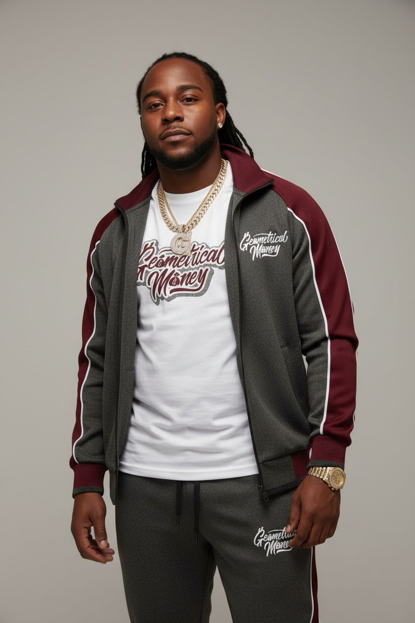 Track Suit & Tee’s Burgundy/Grey