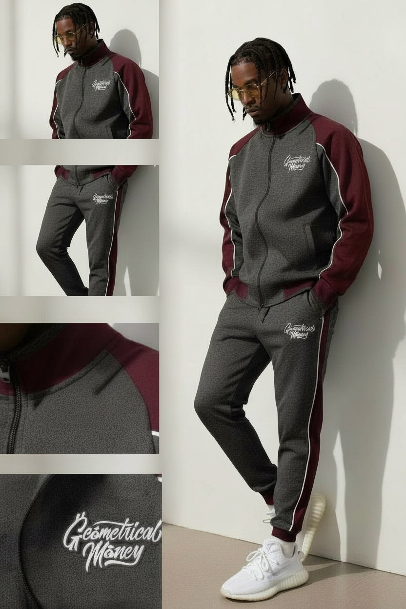 Track Suit & Tee’s Burgundy/Grey