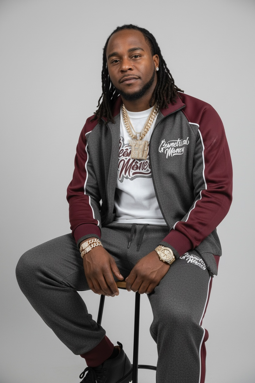 Track Suit & Tee’s Burgundy/Grey