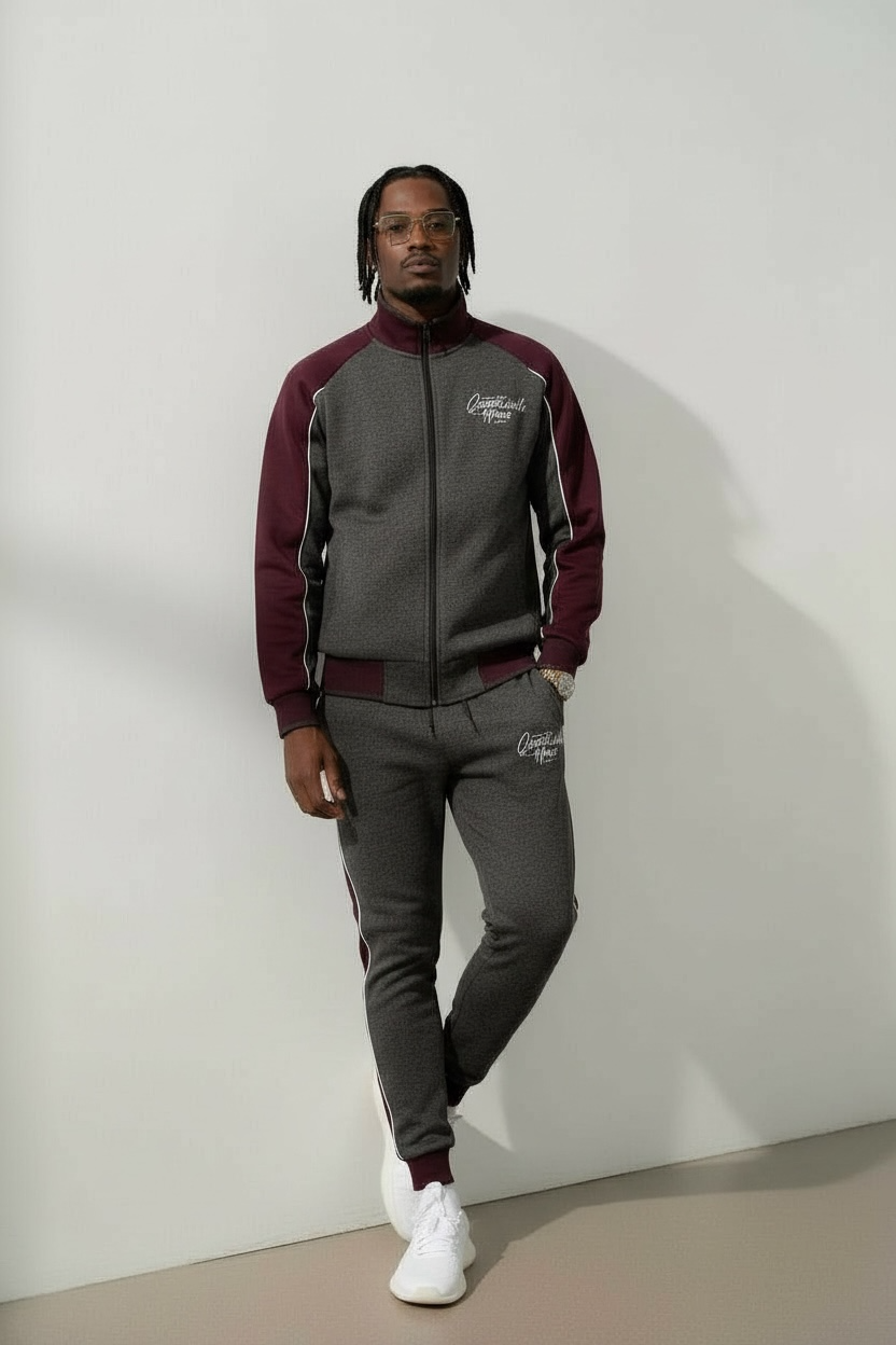 Track Suit & Tee’s Burgundy/Grey