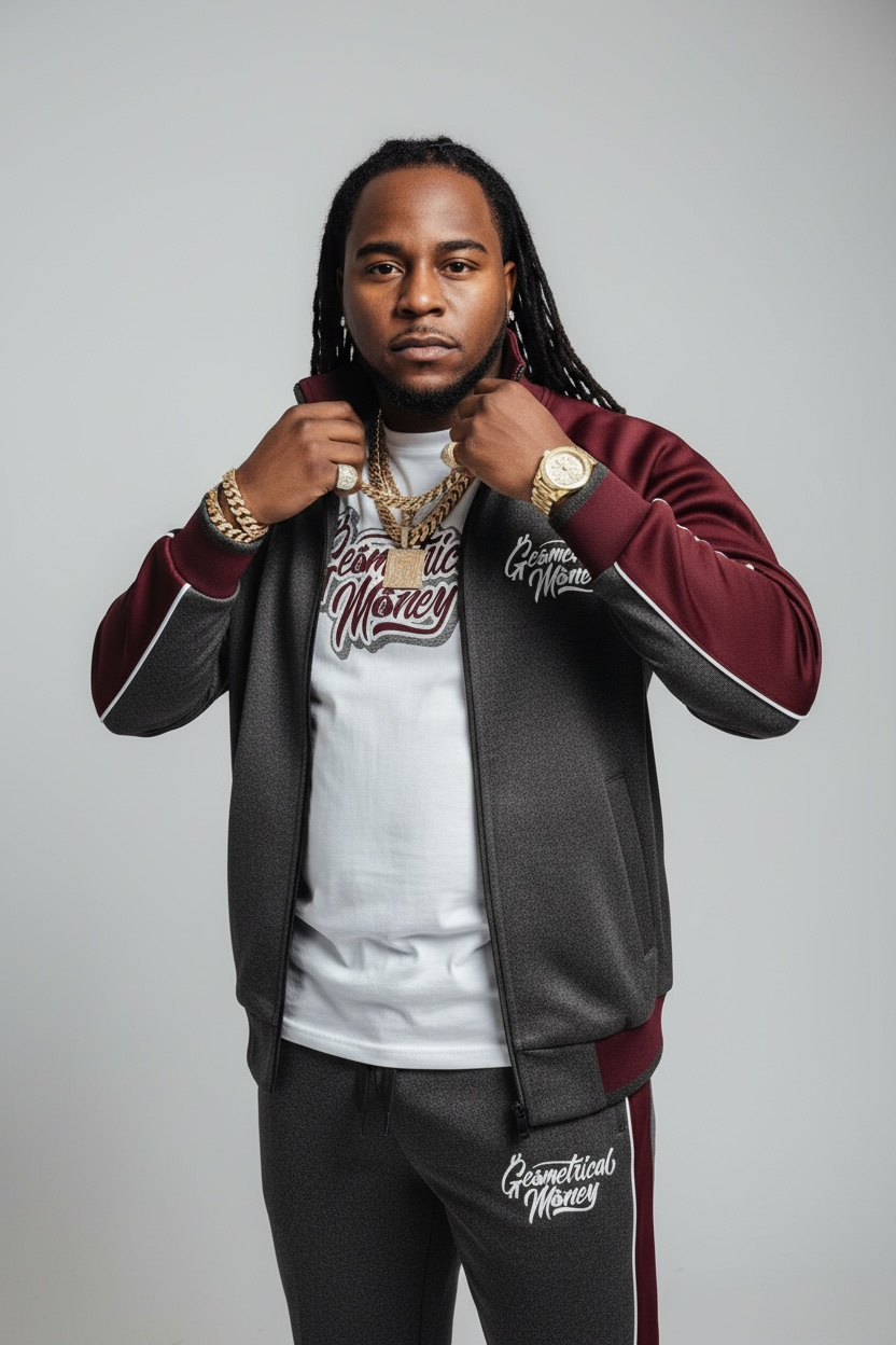 Track Suit & Tee’s Burgundy/Grey